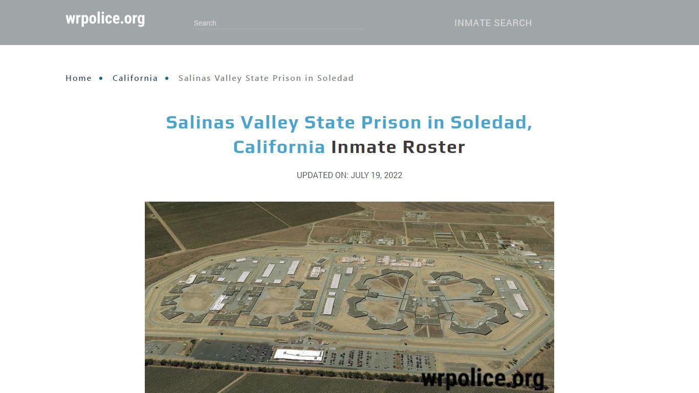 Salinas Valley State Prison in Soledad, California Inmate ...